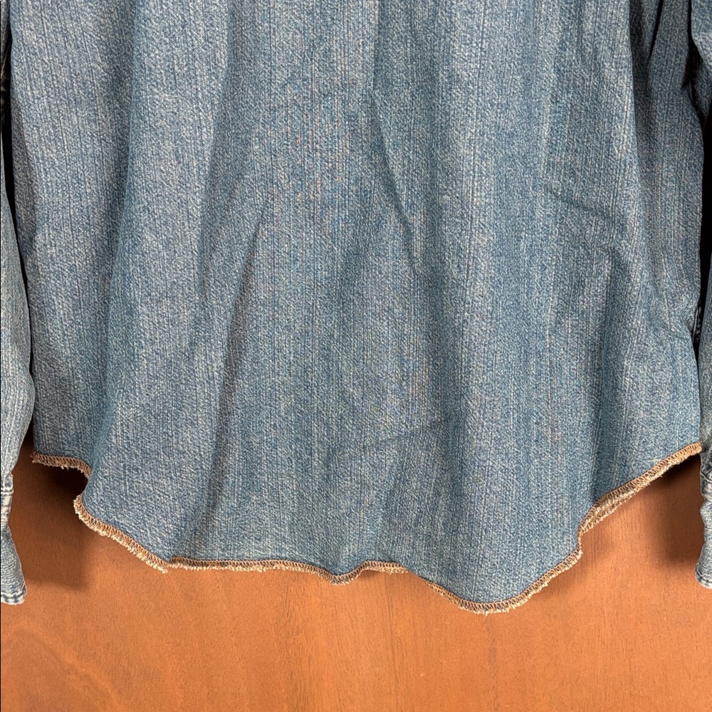 GAP Mens Large Blue Sand Blasted Denim Button-Down Shirt
